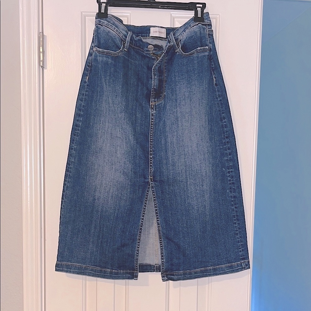 DRIFTWOOD Indigo Denim Midi Skirt